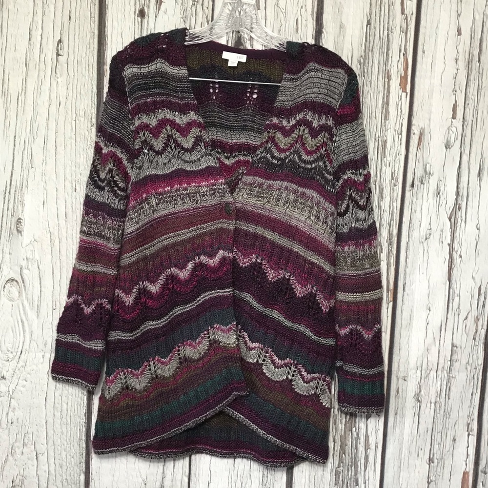 J. Jill Cozy Textured Chunky Cable Knit Cardigan